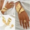 1024 conjunto de pulsera y anillo de espiral dorado