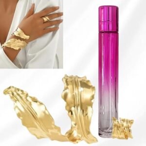 conjunto de anillo de espiral dorado + perfume