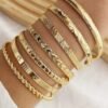 conjunto de 7 pulseras doradas boho chic
