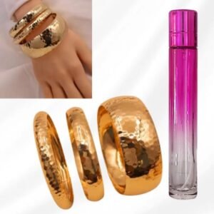 pulseras doradas elegantes conjunto de 3 + perfume