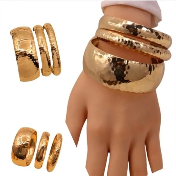 pulseras doradas elegantes conjunto de 3